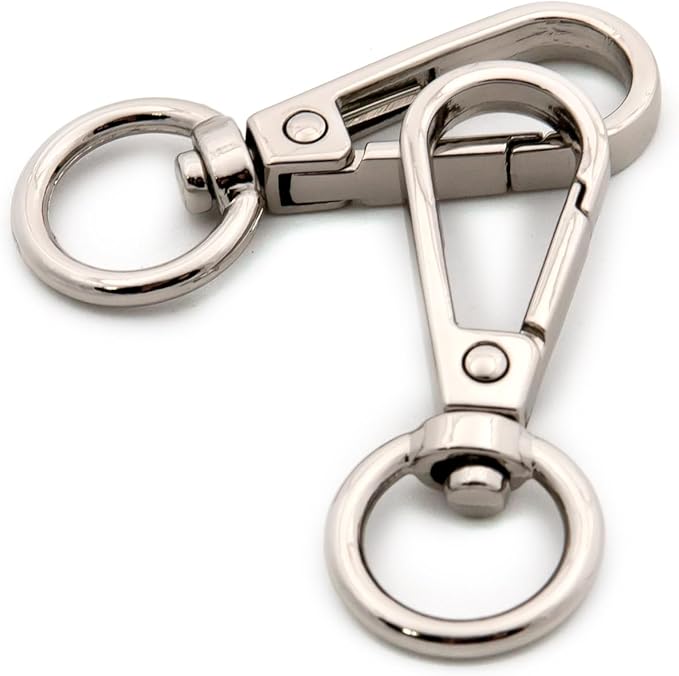 Swivel Hooks with D Ring, 10 PCS Purses Push Gate Lobster Clasps Fashion Clips Purse Making (Silver)