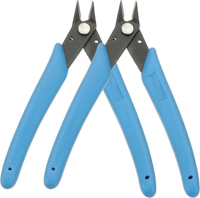 HARFINGTON 2pcs 5" Flush Cut Pliers Small Precision Wire Cutter Side Cutter Diagonal Cutting Pliers for Jewelry Model Electronic 3D Print, Light Blue