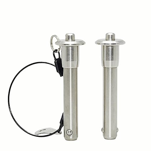 Stainless Steel Ball Head Locking PinQuick Release Pin , 6mm 1/4" Pin Dia Safety Push Button Linear Array Stop Pin with Lanyard Cable for Musical Instrument (1Pack, Usage Length(MM):80)