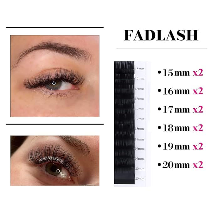 Lash Extension D Curl 15-20mm Mixed Tray Silk Classic Lash Extensions Supplies Individual Eyelash Extensions (0.20-D)