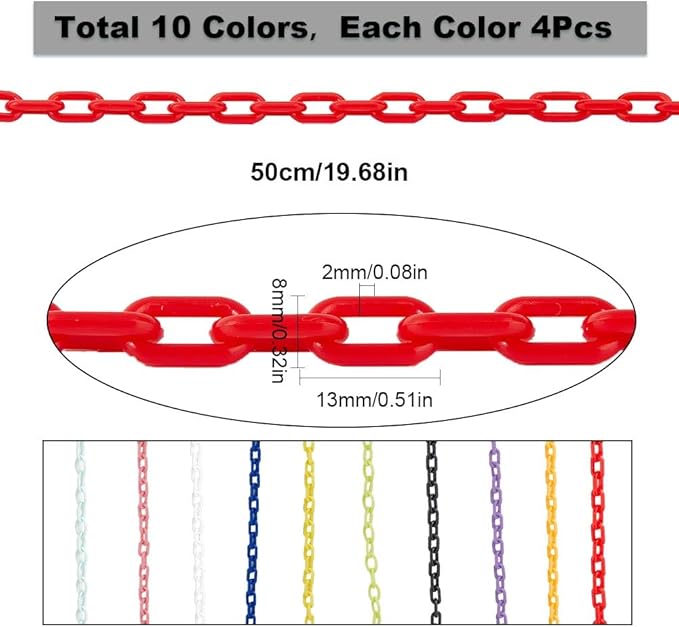 SUNNYCLUE Colorful Jewelry Chain Plastic Chains Links ABS Acrylic Cable Curb Chain Bird Toys Chains for Jewelry Making Chain