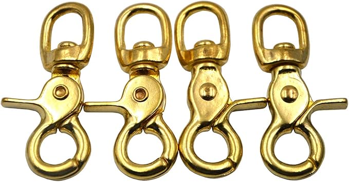 Okones Pack of 4,5/9''(14mm) Eye Diameter,2-3/5'' Overall Length,Solid Brass Lobster Clasps Oval Swivel Trigger Clips Hooks for Straps Bags Belting leathercraft (2-3/5'')