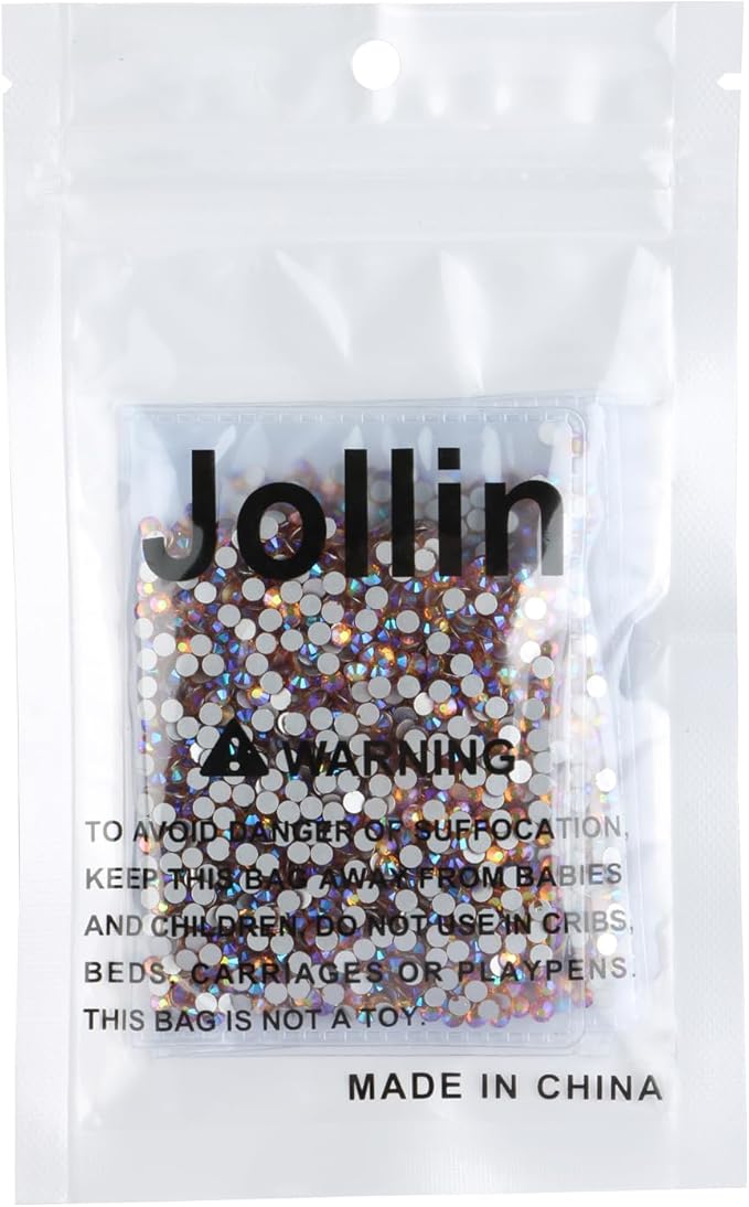 Jollin Glue Fix Crystal Flatback Rhinestones Glass Diamantes Gems for Nail Art Crafts Decorations Clothes Shoes(ss10 2880pcs, Topaz AB)