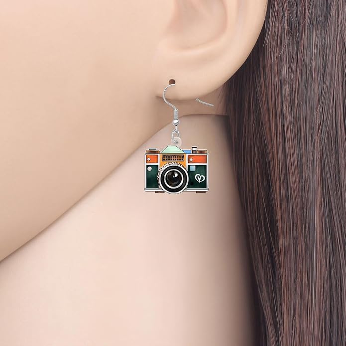 Acrylic Camera Earrings 80s 90s Camcorder Vintage Dangle Lightweight Jewelry Retro Digital Photography For Women Charm Gifts