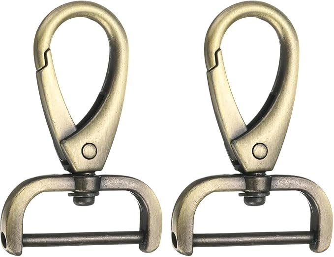 HARFINGTON 2Pcs Detachable Snap Hook Swivel Clasp 1" D Ring with Swivel Lobster Claw Clasps Hook for Purse Strap Keychain Bag DIY Craft, Brass
