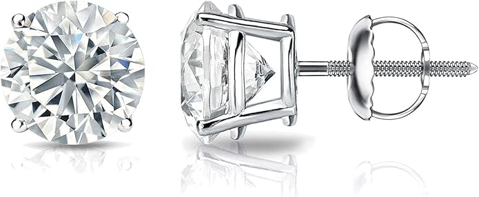 1/4 to 2 Carat Lab Grown Diamond Round Stud Earrings in 14k Gold (E-F, SI1-SI2, cttw), 4-Prong Basket Screw Back by Diamond Wish