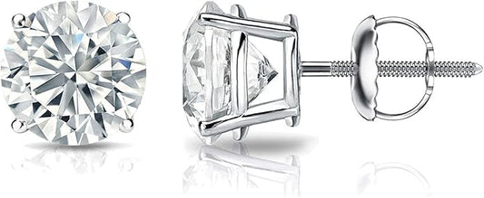 1/4 to 2 Carat Lab Grown Diamond Round Stud Earrings in 14k Gold (E-F, SI1-SI2, cttw), 4-Prong Basket Screw Back by Diamond Wish