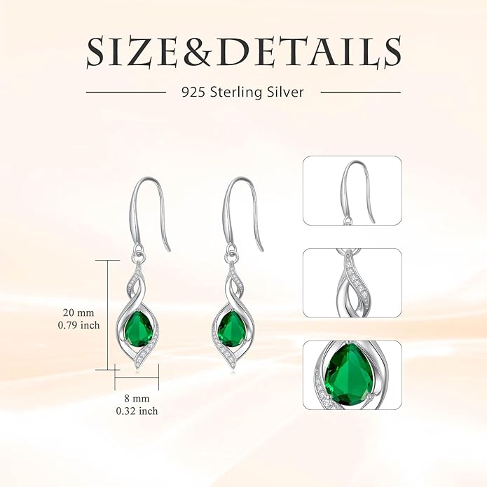 HPQQ Birthstone Earrings for Women 925 Sterling Silver Infinity Love Jewelry Valentines Day Birthday Gifts for Her Mom Wife Girlfriend