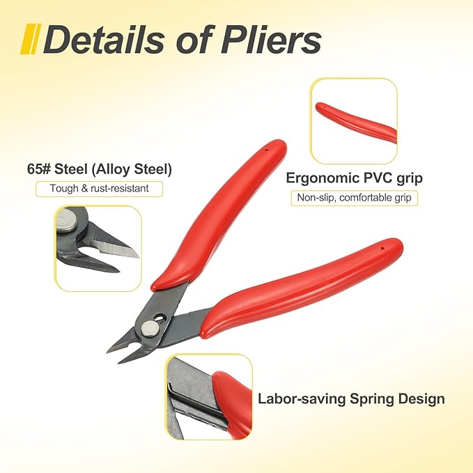 HARFINGTON 2pcs 5" Flush Cut Pliers Small Precision Wire Cutter Side Cutter Diagonal Cutting Pliers for Jewelry Model Electronic 3D Print, Red