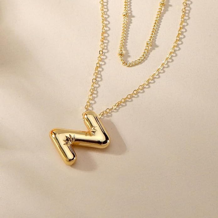 PANSHI Gold Initial Necklaces Gifts for Teen Girls Women Girlfriend Teen Girl Gifts Trendy Stuff Layered Bubble Letter Necklace Gold Jewelry Birthday Gift