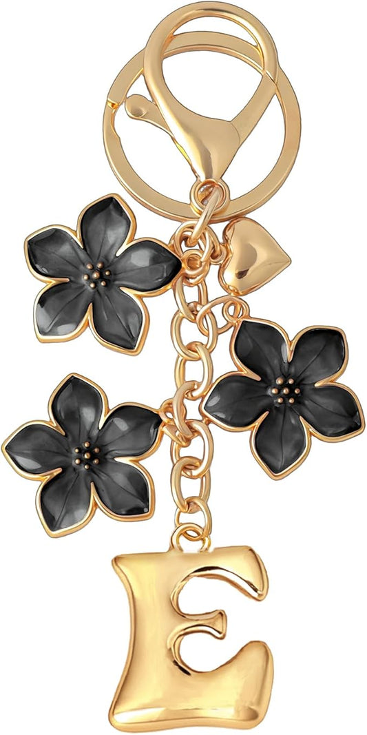 Snycler Bubble Initial Keychain Graceful Flower for bags car remote–A-Z Letter Charms for Women