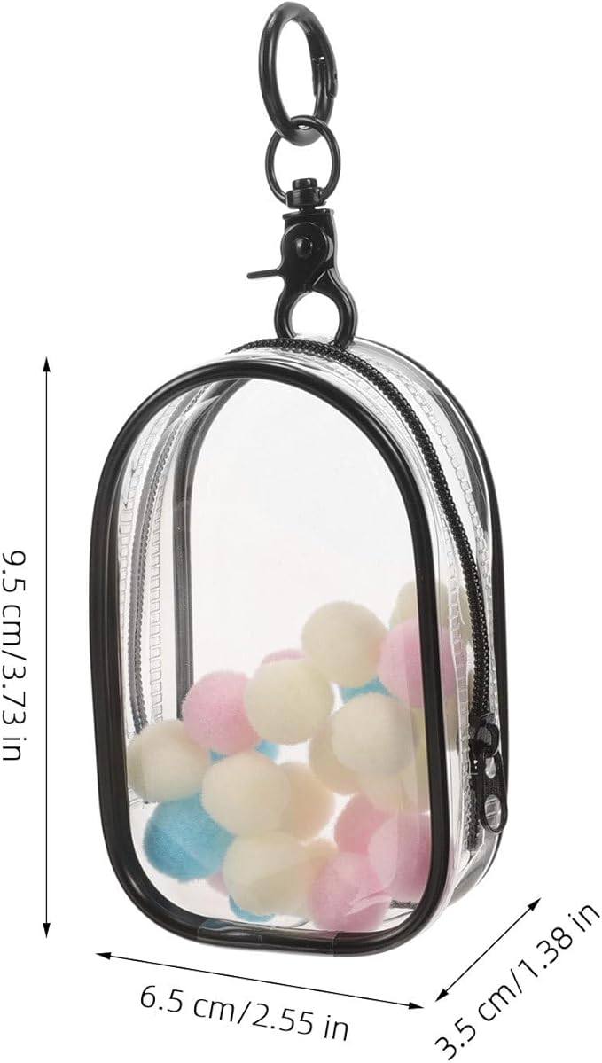 Toyvian Clear Figure Display Bag with Keychain, Portable Dustproof Mini Doll Pouch Carrying Case, Hanging Blinds Box Organizer Keychain Pouch Charms for Collectibles