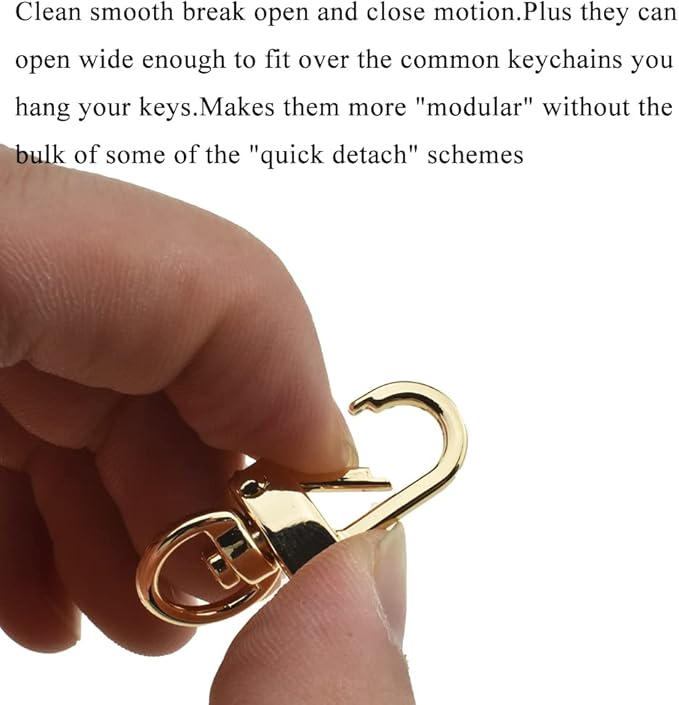 Hahiyo 34mm Length Swivel Lobster Clasp One Handed Operation Strong Hinge Smooth Locking Motion Zinc Alloy Push Gate Trigger Snap Hook Buckles Gold 6 PCS for Crossbody Purse Chain Connect Key Fobs