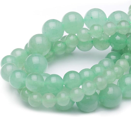 Natural Stone Beads for Jewelry Making,6mm Green Aventurine Polished Smooth Round Gemstone Beads for Bracelet Necklace 15 Inch