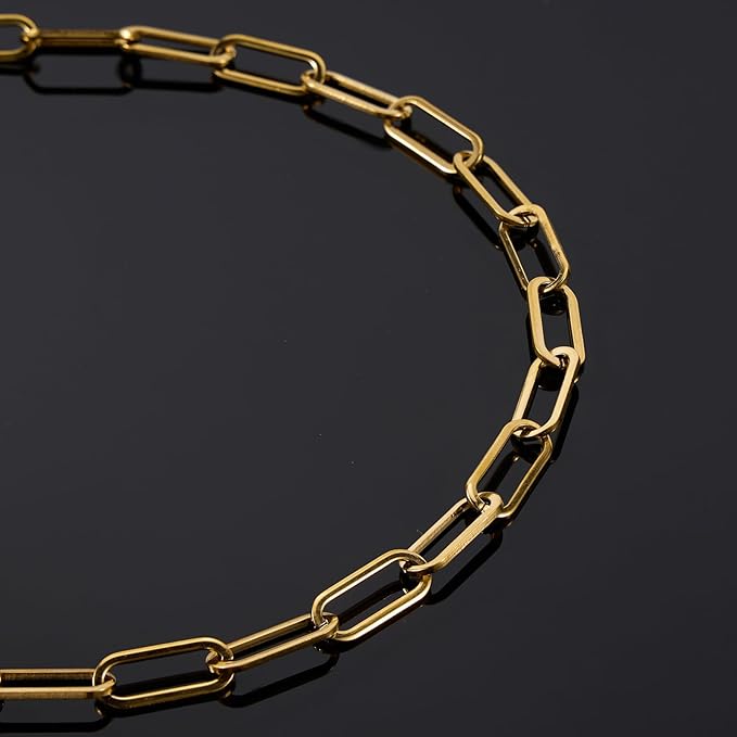UMAOKANG 6.6 Feet Paperclip Chain for Jewelry Making Gold Plated Stainless Steel Bulk Chain on Spool