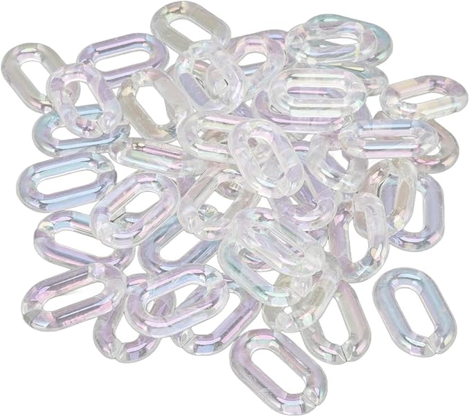 50PCS Acrylic Linking Rings Transparent, DIY Assemblable Chain, Transparent Color Plating Acrylic Rings for Jewelry Making, Crafts, Bags Decor, 33cm. Length with Edges
