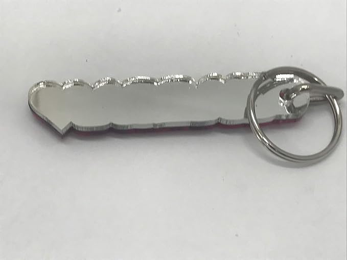 MIRROR MANIA Custom Laser Cut Key Chain With Any Name Made Name Plate Custom Name Shape Key Chain Heart Design Laser Cut Diamond Look KeyChain, Luggage Bag Tag Key Ring Custom Design