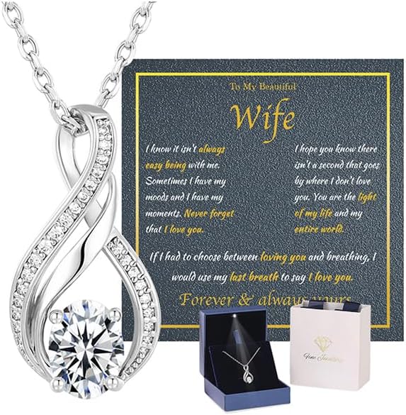 KRZ To My Wife Necklace from Husband, Gift with Love Card for Her Women Girlfriend Wife - Anniversary, Birthday, Christmas, Valentines Day Idea