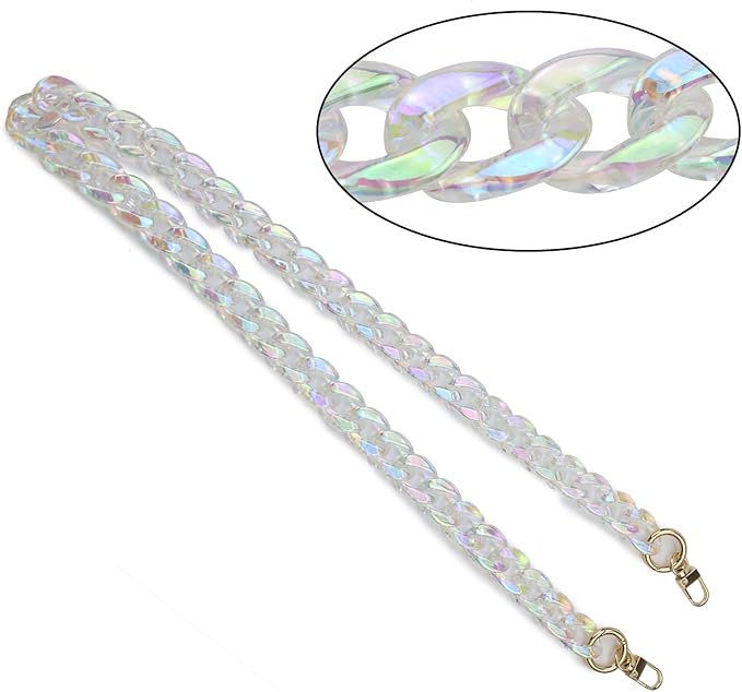 Chunky Acrylic Purse Strap Bag Chain Handle Purse Chain Replacement for Handbag Purse Shoulder Bag (Colorful Transparent,33.5")