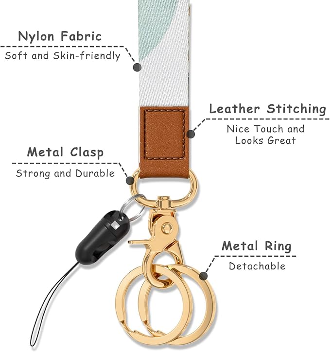 Cool Leopard Wristlet Keychain, Wrist Lanyard Key Chain For Women Men Car Keys Id Holder Card Phone Wallet Camera