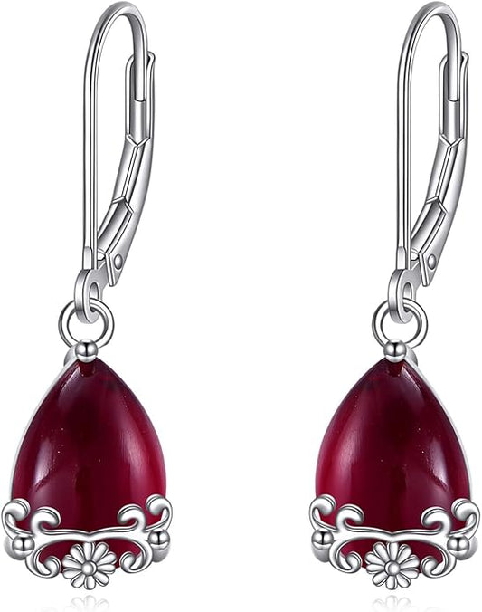 POPLYKE Celtic Filigree Teardrop Drop Dangle Earrings Sterling Silver Leverback Earrings Jewelry for Women