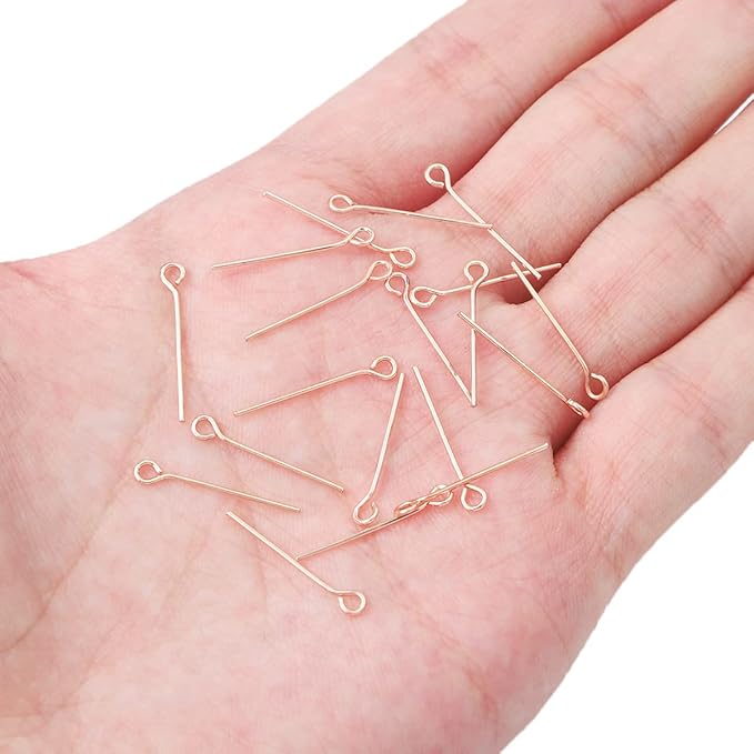 Rose Gold Plated Open Eye Pins Non Tarnish 20mm 200pcs for Jewelry Making Findings