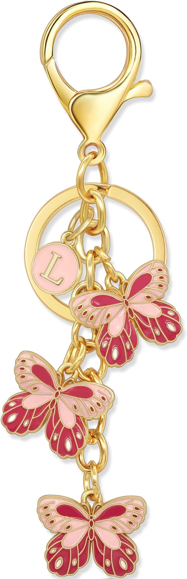 Double-sided Cute Butterfly Initial Letter keychain Butterfly Charms for key Handbag Backpack for Women
