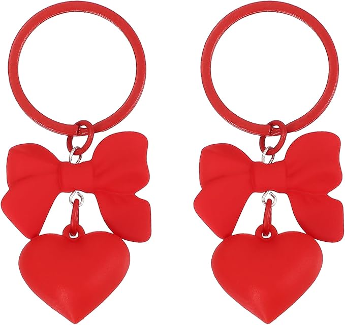 PATIKIL Cute Heart Keychain for Women, Bow Heart Purse Charm Bag Charm Accessories for Handbag Car Purse Backpack Wallet