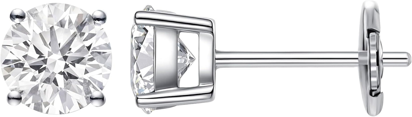 IGI Certified LAB-GROWN Round Cut Diamond Earrings 4 Prong (D-F Color, VS Clarity) Diamond Stud Earrings for Women, Elegant Stud Earrings