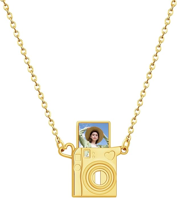 Personalized Stylish Mini Camera Necklace, Custom Picture Locket Pendant Necklace,Memorial Jewelry Gift for Photography Lovers