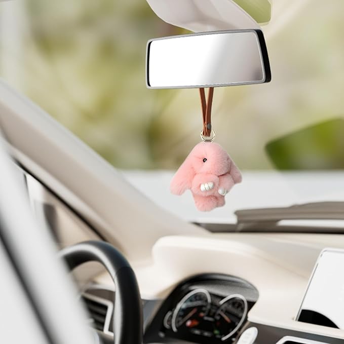 Keychain,Key Chains Women Cute Rabbit,Car keyrings leather handbags(Pink)
