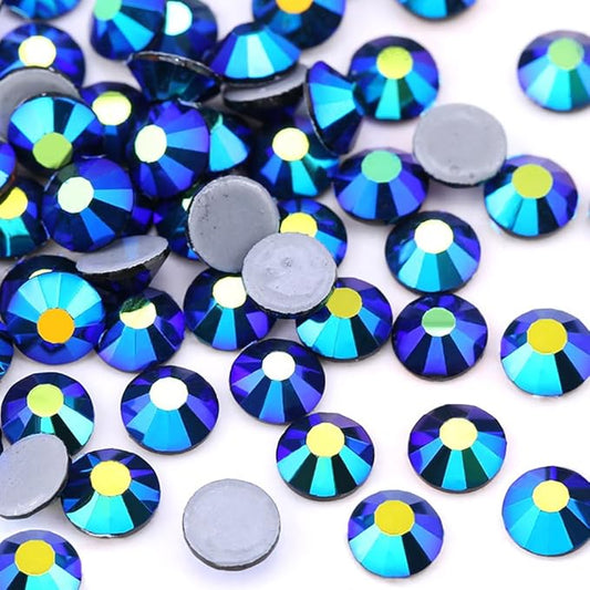 Hot Fix Crystal Flatback Rhinestones Glass Diamantes Gems 3.2mm(12ss 1440pcs, Jet AB)