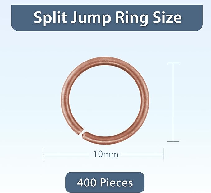 Mandala Crafts 10mm Antique Copper Colored Double Jump Rings for Jewelry Making - 400 Pcs Small Split Key Rings Set for Crafts, DIY Keychains, and Accessories
