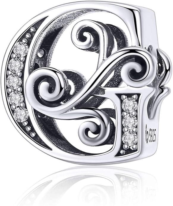 925 Sterling Silver Letter Charms for Pandora Bracelets Alphabet Initial Charms Beads Birthday Christmas Jewelry Gift for Women