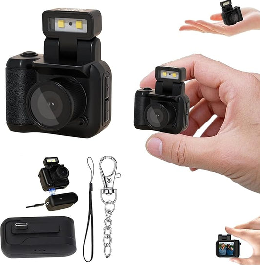 Retro Snap Camera，Mini Nostalgic Vintage View，Tiny Snaps，Keychain Digital Photo Camera，Llavero Mini CáMara Retro，1080p Hd with Led Flash Light (Without Memory Card)
