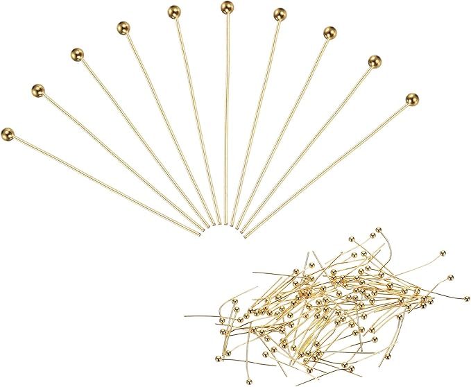 PATIKIL 100Pcs Rose Gold Ball Head Pins Jewelry Making 24 Gauge 30mm Wire Head Pins Brass Round Ball Head Pins Metal End Head Pins for DIY Craft Necklaces Bracelets Earrings