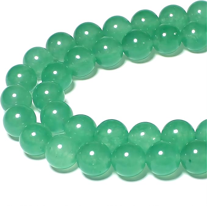 MJDCB Stone Beads 10mm 35pcs Round Aventurine Green Jade Loose Gemstone Bead Charms for Jewelry Making Bracelet Necklace Earring Pendant