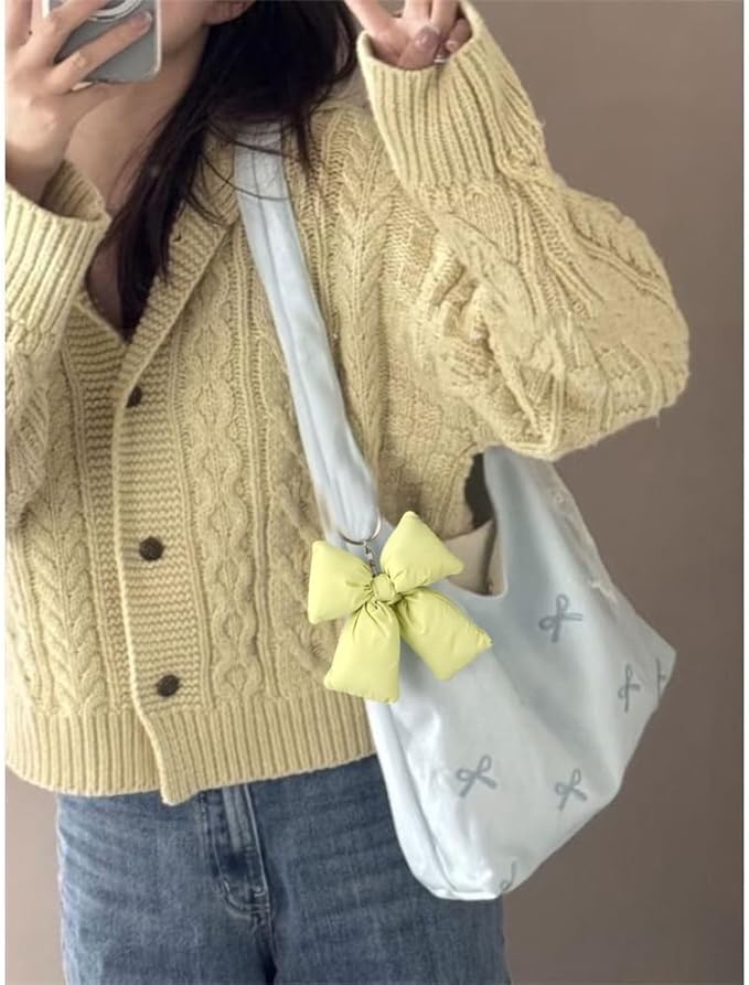 Pink Bow Keychain Bag Charms Y2K Bowknot Plaid Keychains Coquette Aesthetic Purse Handbag Backpacks Charms