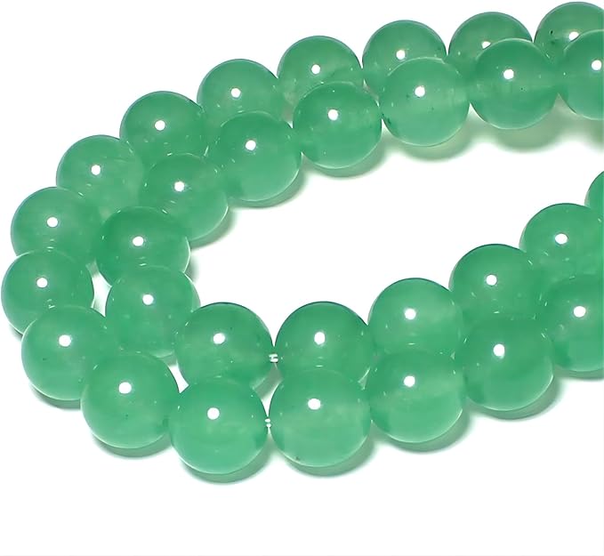 MJDCB Stone Beads 10mm 35pcs Round Aventurine Green Jade Loose Gemstone Bead Charms for Jewelry Making Bracelet Necklace Earring Pendant