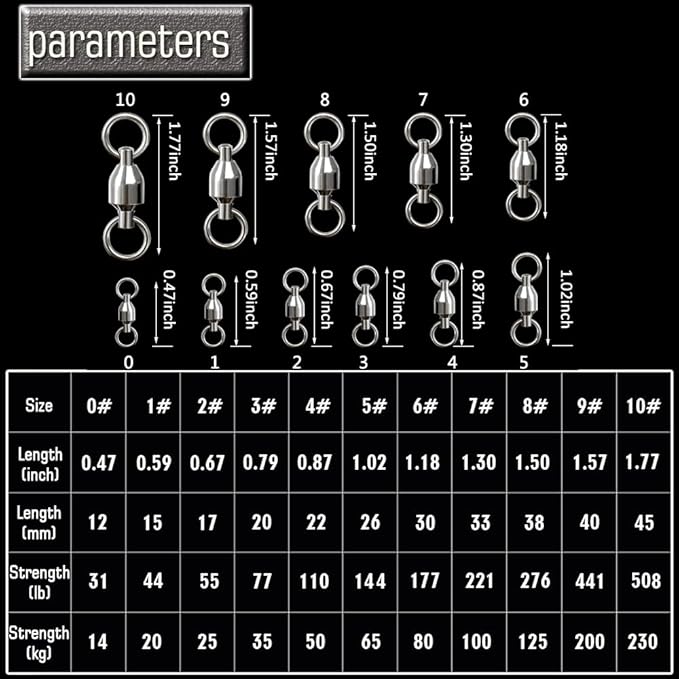 AMYSPORTS Ball Bearing Swivels Connector High Strength Stainless Steel Solid Welded Rings Barrel Swivels Saltwater Freshwater Fishing