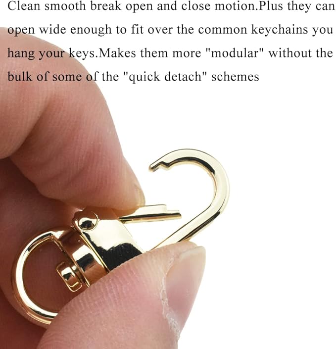 Hahiyo 34mm Length Swivel Lobster Clasp One Handed Operation Strong Hinge Smooth Locking Motion Zinc Alloy Push Gate Trigger Snap Hook Buckle Light Gold 6 PCS for Crossbody Purse Chain Connect Key Fob