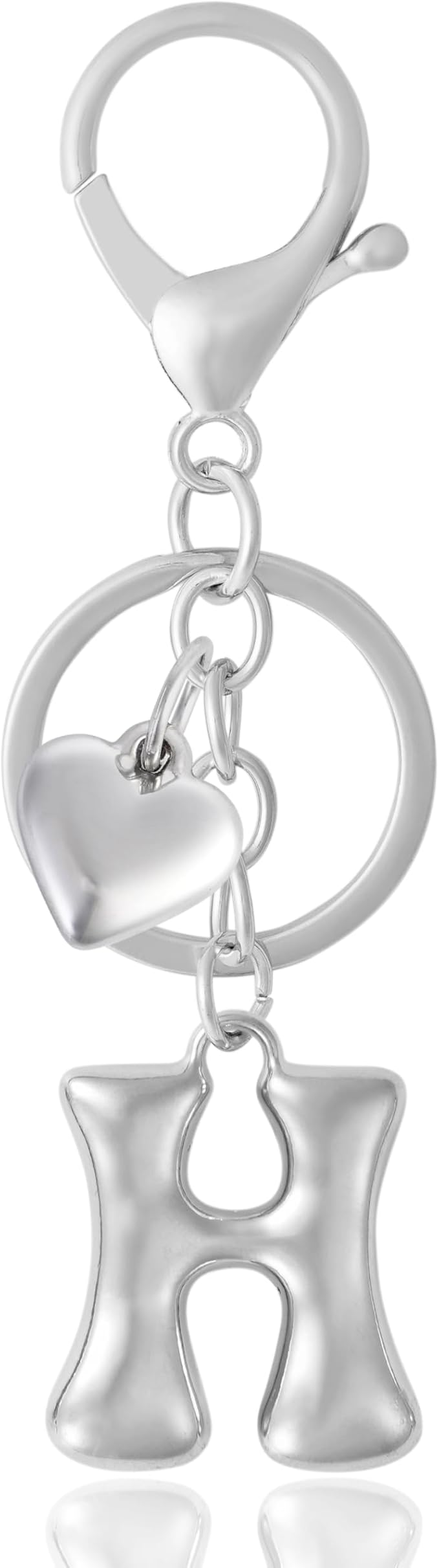 Heart Bubble Letter Keychain for Women, Girls - Cute Keychain with Initial - Alphabet Keychain for Bag Charm, Handbag
