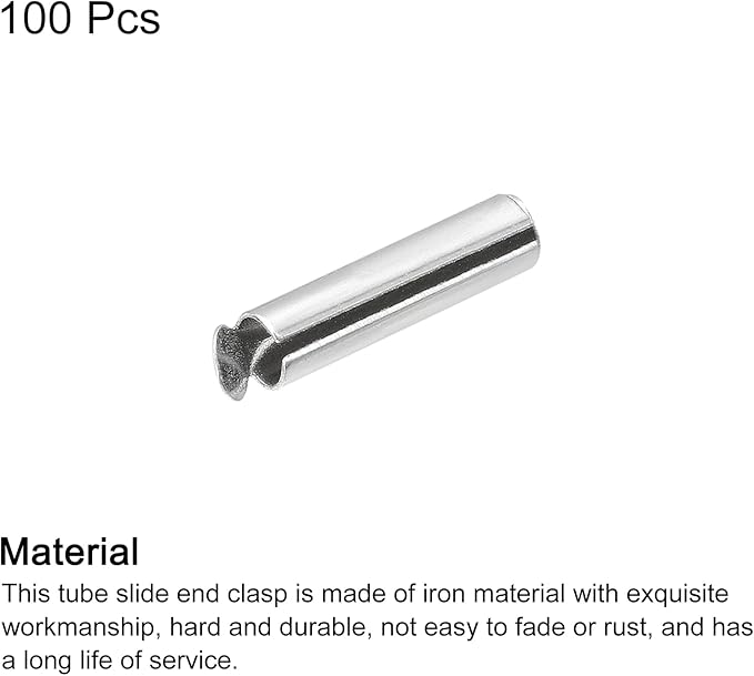 uxcell 100Pcs Slide on End Clasps, 13mm Tube Ball Bead Slider Crimp Ends for Multi-Strand DIY Craft Making, Silver White