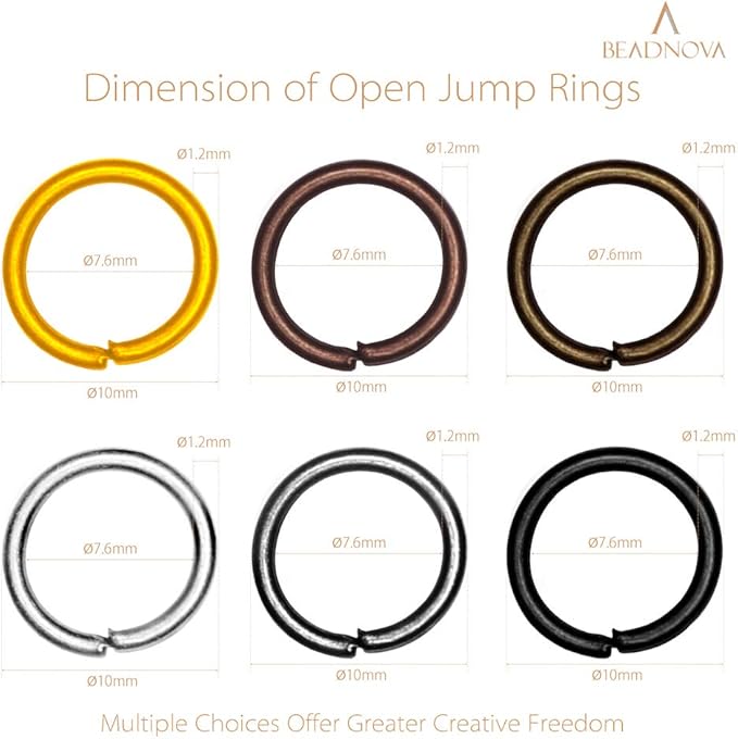 BEADNOVA 10mm Open Jump Rings for Keychains Assorted Colors Jewelry Jump Rings for Jewelry Making (300Pcs)