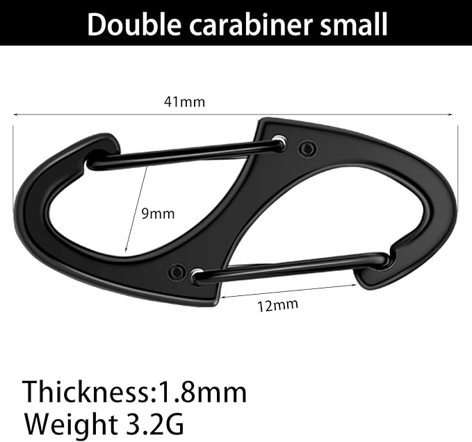 Moxweyeni 20 Pcs Zipper Clip S Carabiner Clips Small Alloy Snap Hook Anti Theft 1. 6 Inch Mini Dual Wire Gate Interlocking Keychain Clip Attachment for Women Men Camping Hiking