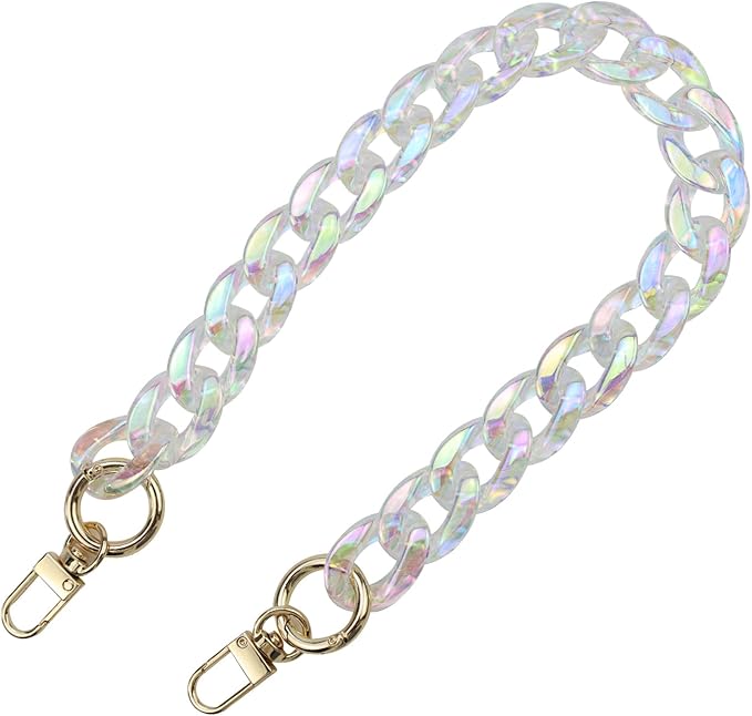 Chunky Acrylic Purse Strap Bag Chain Handle Purse Chain Replacement for Handbag Purse Shoulder Bag (Colorful Transparent,17.7")