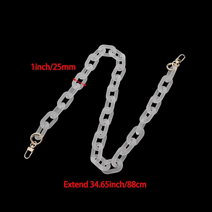 Purse Strap Bag Chain 34 Inch Resin Shoulder Strap Handbag Decoration Chain Bag Charms Accessories, Matter Clear