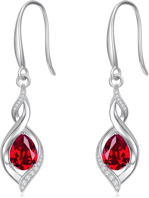 HPQQ Birthstone Earrings for Women 925 Sterling Silver Infinity Love Jewelry Valentines Day Birthday Gifts for Her Mom Wife Girlfriend