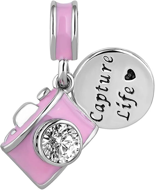 Travel Charms fits Pandora Bracelets for Women Luggage Camera Silver Charm for Bracelets Necklace Pendant for Women Birthday Jewelry