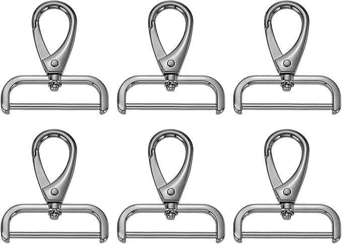 HARFINGTON 6pcs Detachable Snap Hook Swivel Clasp 1 1/2" (38mm) Zinc Alloy Lobster Claw Clasp for Keychain Lanyard Purse DIY Purse Strap, Gun Black